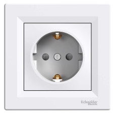 Priza, schuko, cu, impamantare, laterala, 16A, obturatoare, alb, Schneider, Asfora, EPH2900221