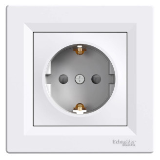 Priza, schuko, cu, impamantare, laterala, 16A, obturatoare, alb, Schneider, Asfora, EPH2900221 Priza, schuko, cu, impamantare, laterala, 16A, obturatoare, alb, Schneider, Asfora, EPH2900221