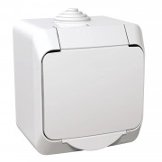 Priza, simpla, 16A, 250V, Cu, capac, mat, IP44, Alb, Schneider, Cedar, Plus, WDE000541