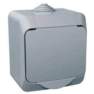 Priza, simpla, 16A, 250V, Cu, capac, mat, IP44, Gri, Schneider, Cedar, Plus, WDE000641 Priza, simpla, 16A, 250V, Cu, capac, mat, IP44, Gri, Schneider, Cedar, Plus, WDE000641