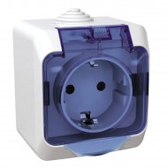Priza, simpla, 16A, 250V, Cu, capac, transparent, IP44, Alb, Schneider, Cedar, Plus, WDE000543
