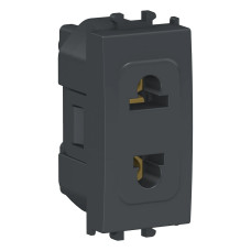 Priza, standard, Italian, 2P, 1M, negru, Schneider, Easy, Styl, LMR5510003