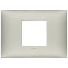 Rama, 2, module, centrale, (se, monteaza, pe, suport, de, 3M), plastic, Matt, Metal, nickel, Vimar, NEVE, UP, 09672.22