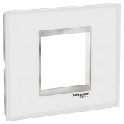 Rama, ornament, 2, module, Sticla, Alb/Crom, Schneider, Easy, Styl, LMR7962038