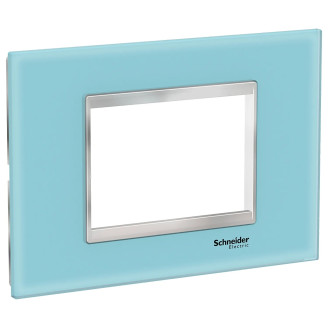 Rama, ornament, 3, module, Sticla, Albastru/Crom, Schneider, Easy, Styl, LMR7913038 - imaginea produsului LMR7913038 din categoria Schneider Easy Styl