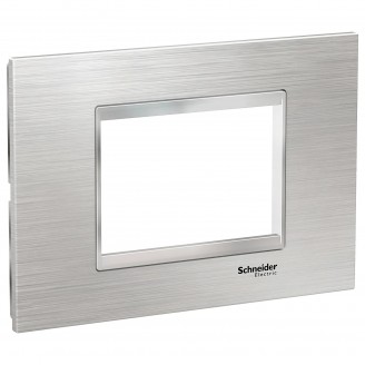 Rama, ornament, 3, module, Inox, Argintiu/Crom, Schneider, Easy, Styl, LMR7763038