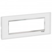 Rama, ornament, 7, module, Sticla, Alb/Crom, Schneider, Easy, Styl, LMR7967038