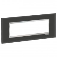 Rama, ornament, 7, module, Sticla, Negru/Crom, Schneider, Easy, Styl, LMR7937038 Rama, ornament, 7, module, Sticla, Negru/Crom, Schneider, Easy, Styl, LMR7937038