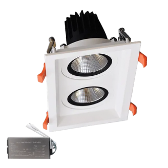 Spot, LED Dublu Mobil, Alb, Dreptunghi, Incastrat, 30W, 2100 lm, 230V, Lumina neutra, 4000-4500k, 250x138x98, IP44, + Kit Emergenta, Elmark, 92DL81F3040/WHE