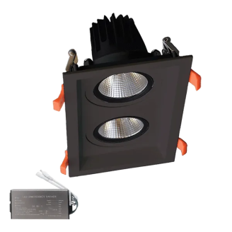 Spot, LED Dublu Mobil, Negru, Dreptunghi, Incastrat, 60W, 4200 lm, 230V, Lumina calda, 2700-3000K, 325x176x138, IP44, + Kit Emergenta, Elmark, 92DL82F6030/BLE