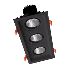 Spot, LED Triplu Mobil, Negru, Dreptunghi, Incastrat, 90W, 6300 lm, 230V, Lumina calda, 2700-3000K, 476x176x138, IP44, Elmark, 92DL82F9030/BL