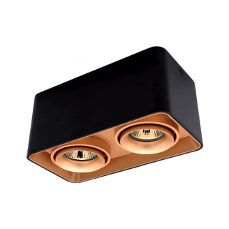 Spot, Negru Auriu, Patrat, Aplicat, 2 X GU10, 230V, 205x205x100, IP20, Elmark, 92DL044S2/GDBL