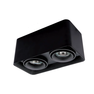 Spot, Negru, Patrat, Aplicat, 2 X GU10, 230V, 205x205x100, IP20, Elmark, 92DL044S2/BL