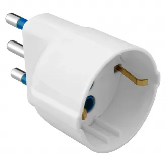 Single, Adaptor, 2P+E, 10A, S11, 1, Output, Italian/German, Standard, 16A, 250V, Ac, Satin, White, Gewiss, System, GW28509