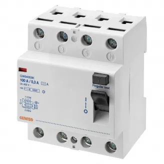 Intrerupator, Diferential, PUR, RCCB, Idp, , 4P, 100A, Tip, A, Instantaneu, Idn=, 0.3A, , 4, Module, Gewiss, GW94959K Intrerupator, Diferential, PUR, RCCB, Idp, , 4P, 100A, Tip, A, Instantaneu, Idn=, 0.3A, , 4, Module, Gewiss, GW94959K