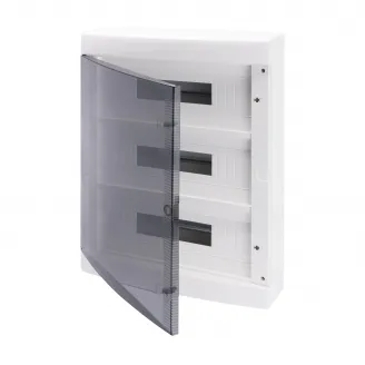 Tablou de Distributie Montaj Aparent cu Usa Transparenta Fumurie - Pre-Aranjat pentru Blocul de Borne - (18X3) 54 Module IP40 Gewiss GW40051