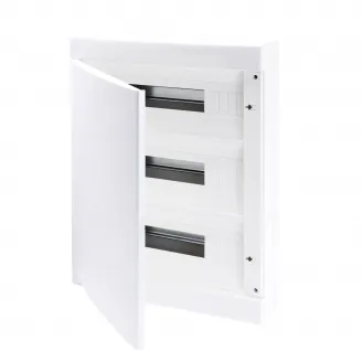 Tablou de Distributie Montaj Aparent - Cu Bloc Terminal N 2 X [(3X16)+(17X10)] E 2 X [(3X16)+(17X10)] - Usa Alb Opac - (18X3) 54 Module IP40 Gewiss GW40071BD