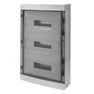 Tablou De Distributie Montaj Aparent Cu Panouri Cu Fereastra Si Cadru Extractibil - Cu Regleta De Borne N 3 X [(3X16)+(17X10)] E 3 X [(3X16)+(17X10)] - (18X3) 54 Module IP65 Gewiss GW40108BT