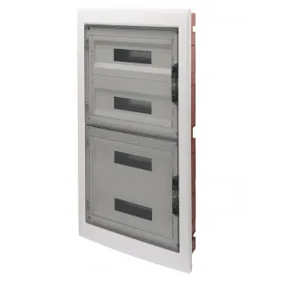 Tablou De Distributie - Panou Cu Fereastra Si Cadru Extractibil - Usa Fumurie - Regleta De Borne N 4X[(3X16)+(17X10)] E 4X[(3X16)+(17X10)]-(18X4) 72 Module-IP40 Gewiss GW40611BQ