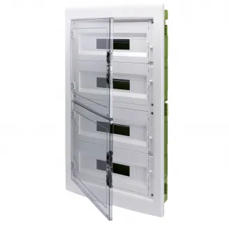 Tablou De Distributie - Perete Verde - Pentru Pereti Mobili Si Din GIPs-Carton - Cu Panou Cu Usa Fumurie Si Cadru Extractibil - 72 (18X4) Module IP40 Gewiss GW40611PM
