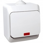 Intrerupator, 16A, cu, indicator, luminos, IP44, Alb, Schneider, Cedar, Plus, WDE000514