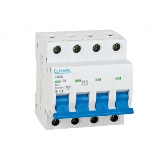 Siguranta electrica automata Elmark 6kA 4P 6A Curba C omega 41406NO, Siguranta electrica automata Elmark 6kA 4P 6A Curba C omega 41406NO,