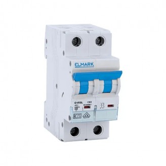 Siguranta electrica automata Elmark MCB C102L 6A 2P Curba C color handle 41201C,