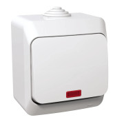 Intrerupator, cap, cruce, 16A, cu, indicator, luminos, IP44, Alb, Schneider, Cedar, Plus, WDE000571
