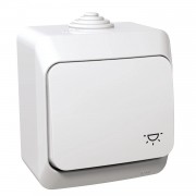 Intrerupator, cu, revenire, 16A, cu, simbol, lumina, IP44, Alb, Schneider, Cedar, Plus, WDE000513