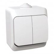 Intrerupator, dublu, 16A, cu, indicator, luminos, IP44, Alb, Schneider, Cedar, Plus, WDE000551