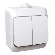 Intrerupator, dublu, 16A, IP44, Alb, Schneider, Cedar, Plus, WDE000550