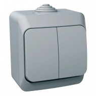 Intrerupator, dublu, 16A, IP44, Gri, Schneider, Cedar, Plus, WDE000650