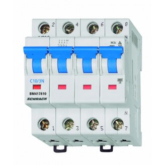 Intrerupator, Automat, Tetrapolar, 3P+N, Schrack, Curba, C, 10A, 4.5kA, Schrack, BM417810--