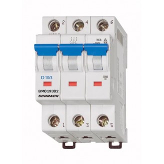Intrerupator, Automat, MCB, Tripolar, 3P, Curba, D, 2A, 40°C, 10kA, Schrack, BM019302ME