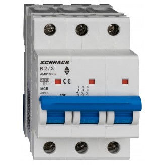 Intrerupator, Automat, AMPARO, Tripolar, 3P, Schrack, Curba, B, 2A, 10kA, Schrack, AM018302--