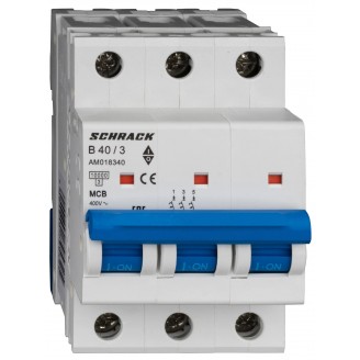Intrerupator, Automat, AMPARO, Tripolar, 3P, Schrack, Curba, B, 40A, 10kA, Schrack, AM018340-- Intrerupator, Automat, AMPARO, Tripolar, 3P, Schrack, Curba, B, 40A, 10kA, Schrack, AM018340--