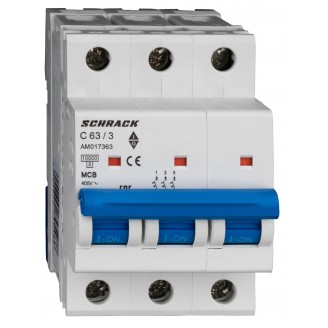 Intrerupator, Automat, AMPARO, Tripolar, 3P, Schrack, Curba, C, 63A, 10kA, Schrack, AM017363--
