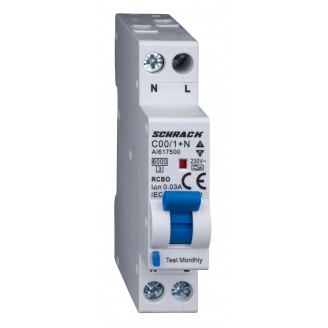 Intrerupator, automat, diferential, Schrack, Tip A, Bipolar, 1P+N, Curba C, 6A, 30mA, 6kA Intrerupator, automat, diferential, Schrack, Tip A, Bipolar, 1P+N, Curba C, 6A, 30mA, 6kA