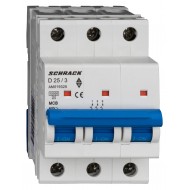 Intrerupator, Automat, MCB, AMPARO, Tripolar, 3P, Curba, D, 25A, 10kA, Schrack, AM019325--