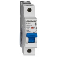 Intrerupator, Automat, MCB, AMPARO, Monopolar, 1P, Curba, D, 6A, 10kA, Schrack, AM019106--