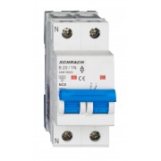 Intrerupator, Automat, MCB, AMPARO, Bipolar, 1P+N, Curba, B, 20A, 6kA, Schrack, AM618620--