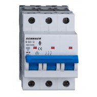 Intrerupator, Automat, MCB, AMPARO, Tripolar, 3P, Curba, B, 50A, 6kA, Schrack, AM618350--