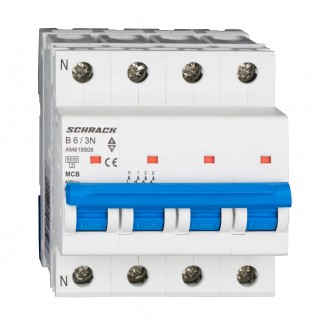 Intrerupator, Automat, MCB, AMPARO, Tetrapolar, 3P+N, Curba, B, 6A, 6kA, Schrack, AM618806-- Intrerupator, Automat, MCB, AMPARO, Tetrapolar, 3P+N, Curba, B, 6A, 6kA, Schrack, AM618806--