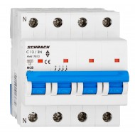Intrerupator, Automat, MCB, AMPARO, Tetrapolar, 3P+N, Curba, C, 13A, 6kA, Schrack, AM617813--