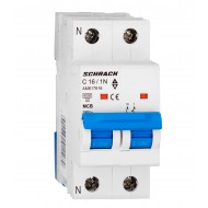 Intrerupator, Automat, MCB, AMPARO, Bipolar, 1P+N, Curba, C, 16A, 6kA, Schrack, AM617616--