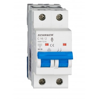 Intrerupator, Automat, MCB, AMPARO, Bipolar, 2P, Curba, C, 16A, 6kA, Schrack, AM617216--