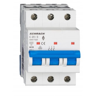 Intrerupator, Automat, MCB, AMPARO, Tripolar, 3P, Curba, C, 20A, 6kA, Schrack, AM617320-- Intrerupator, Automat, MCB, AMPARO, Tripolar, 3P, Curba, C, 20A, 6kA, Schrack, AM617320--