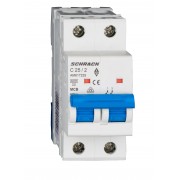 Intrerupator, Automat, MCB, AMPARO, Bipolar, 2P, Curba, C, 25A, 6kA, Schrack, AM617225--