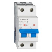 Intrerupator, Automat, MCB, AMPARO, Bipolar, 1P+N, Curba, C, 50A, 6kA, Schrack, AM617650--