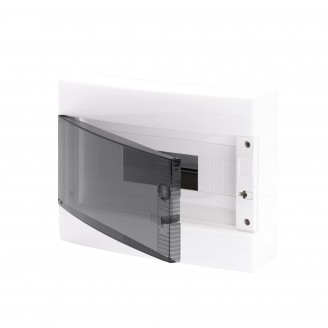 Tablou de Distributie Montaj Aparent cu Usa Transparenta Fumurie - cu Bloc Terminal N (3X16)+(11X10) E (3X16)+(11X10) - 12 Module IP40 Gewiss GW40045BS